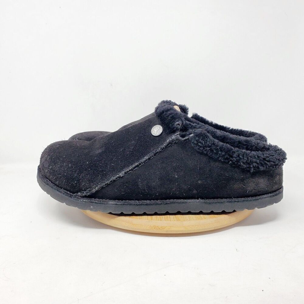 Birkenstock Zermatt Shearling Clogs 44 Mens 11 Black Suede Slip On Lined Shoes - Picture 1 of 15